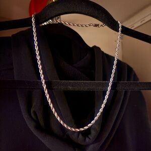 Twisted Silver Rope Chain Necklace
